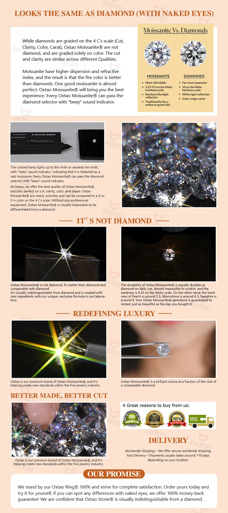 OXTAO 2ct Moissanite Solitaire Stud Earrings Certified 925 Sterling Silver Drop Hoop Earrings Spakling D Color Female Jewelry