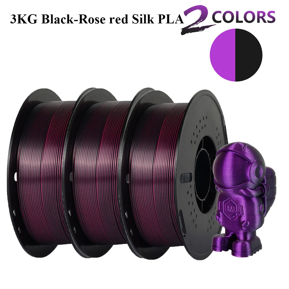 Multicolor Filament Bicolor Silk PLA 2Color for 3D Printing Plastic 3D Printer Materials 1.75mm Spool No Bubble High quailty