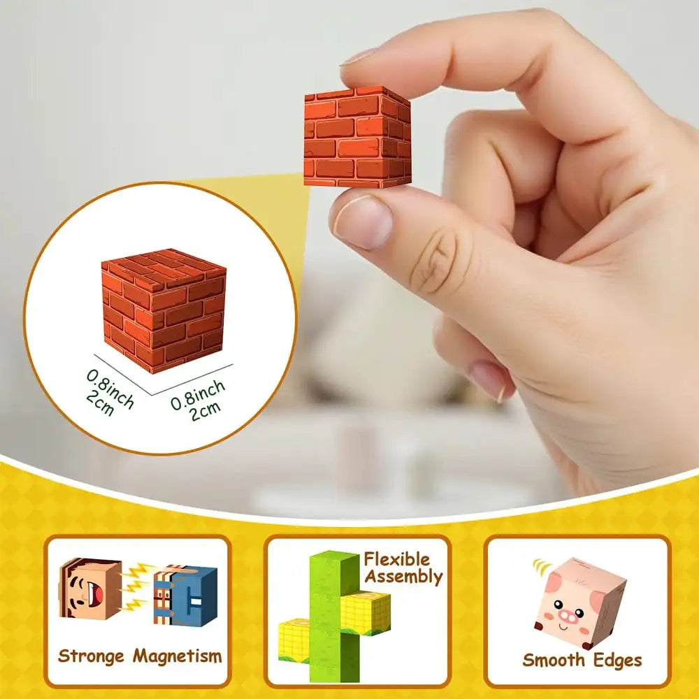 Rural Magnetic Building Set, Random Pattern Farm Life Construction Toys, Universal Compatible Stackable Cubes, Children's DIY Scenic Farm Construction Toys, Educational STEM Puzzle Set, Expandable Magnetic Building Blocks, Cr