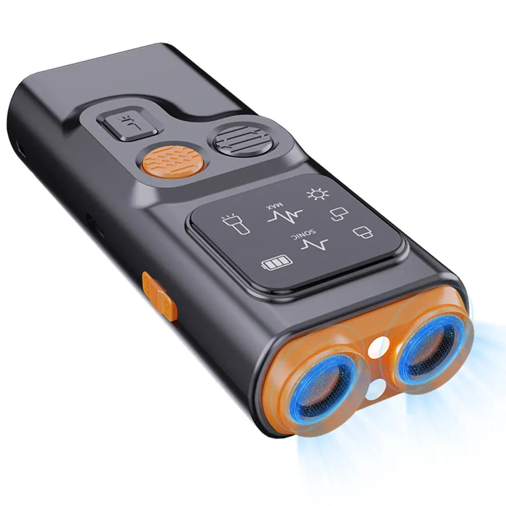 Rechargeable Sonic Dog Repeller with High-Frequency LED Flashlight Anti Dog Bark Deterrent Device Anti-Barking Device