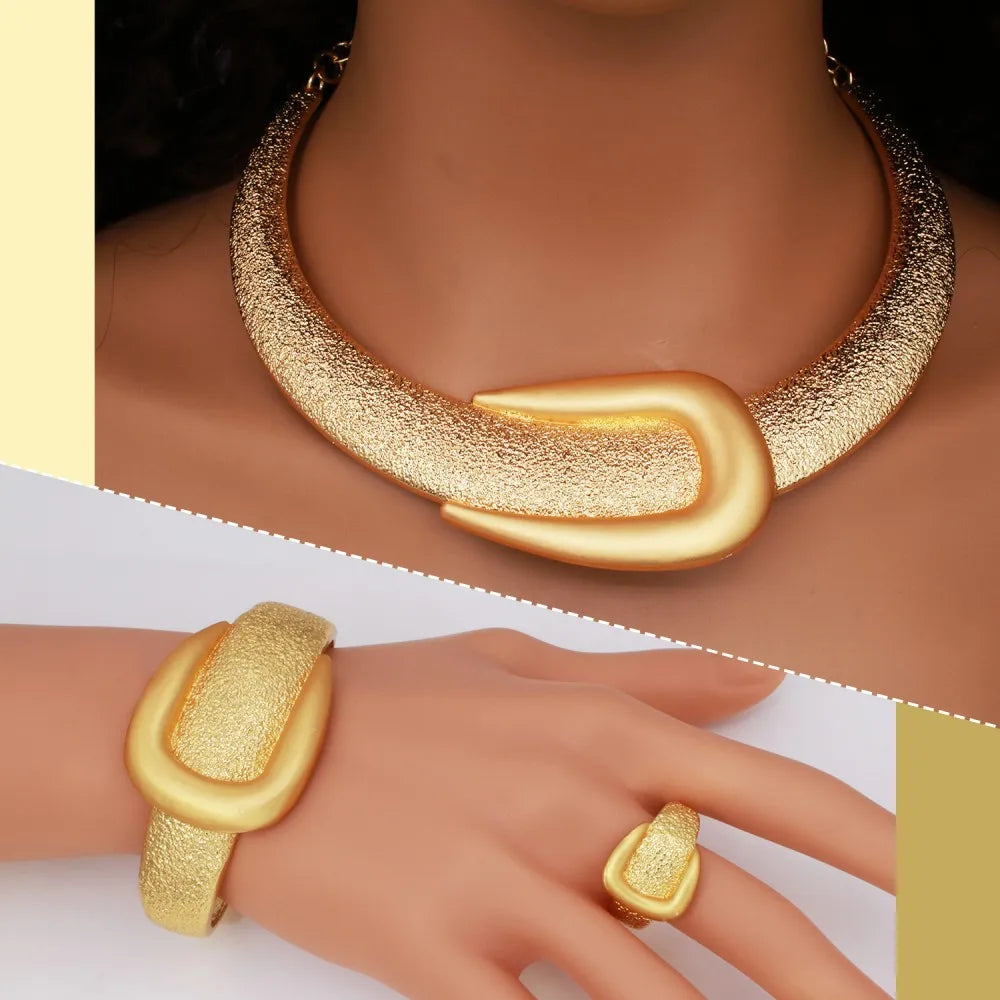 GZJPEI 4 Pcs/set Fashion Women Jewelry Set Hight Quality 18K Gold Plated Bamboo Joint Design Jewelry Lady Birthday Gift