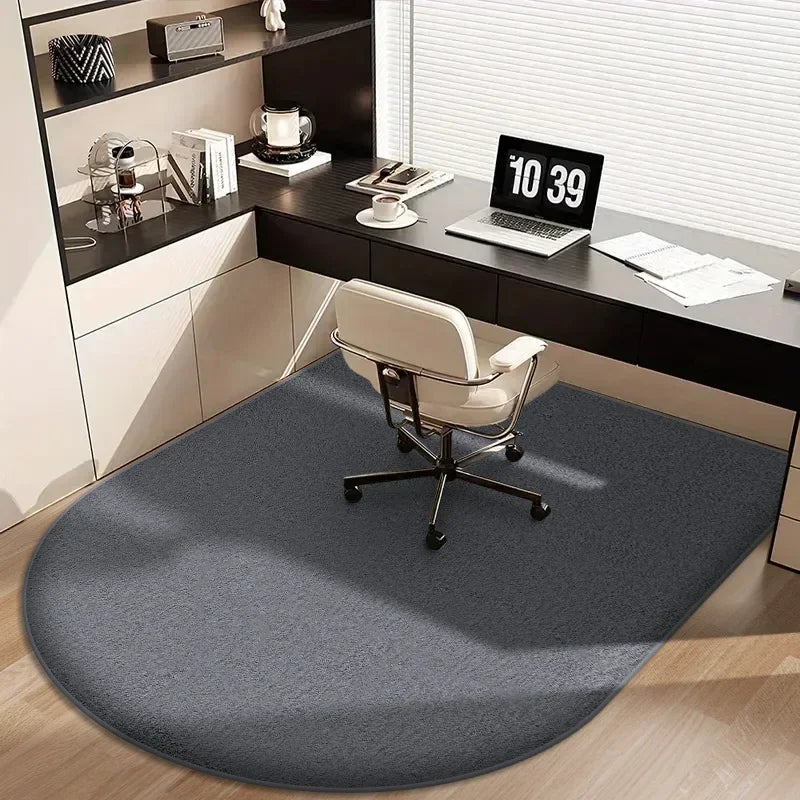 Solid color computer chair mat flannel floor mat thickened desk swivel chair arched carpet study soft dressing table foot mat