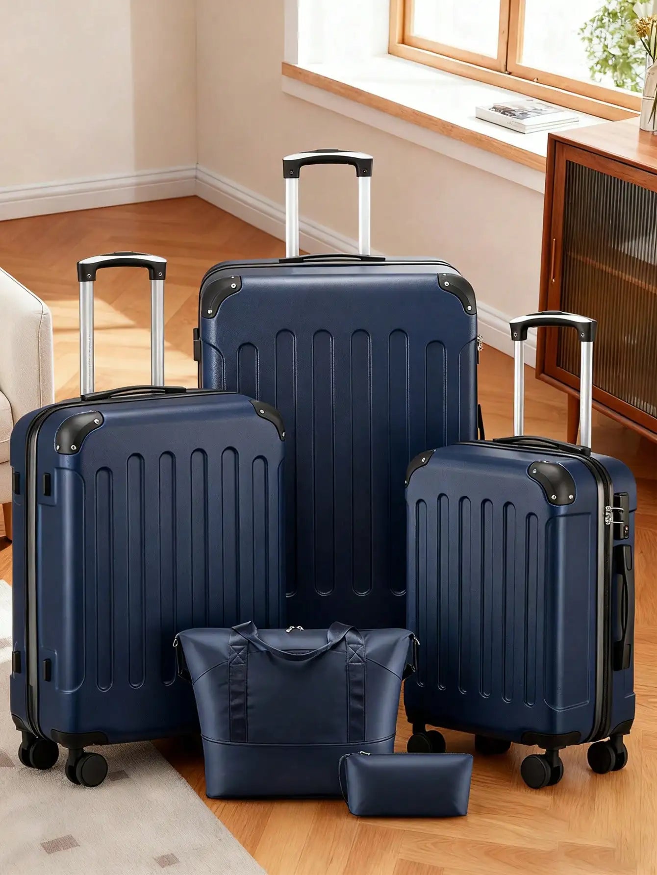 Luggage Sets 5 Piece,Hardside Suitcase With Wheels - Spinner Wheels, TSA Lock, Includes Toiletry Bag For Family Travel Luggage Case Trolley Suitcase Spinner Suitcase Travel Luggage nizer Travel Stuff