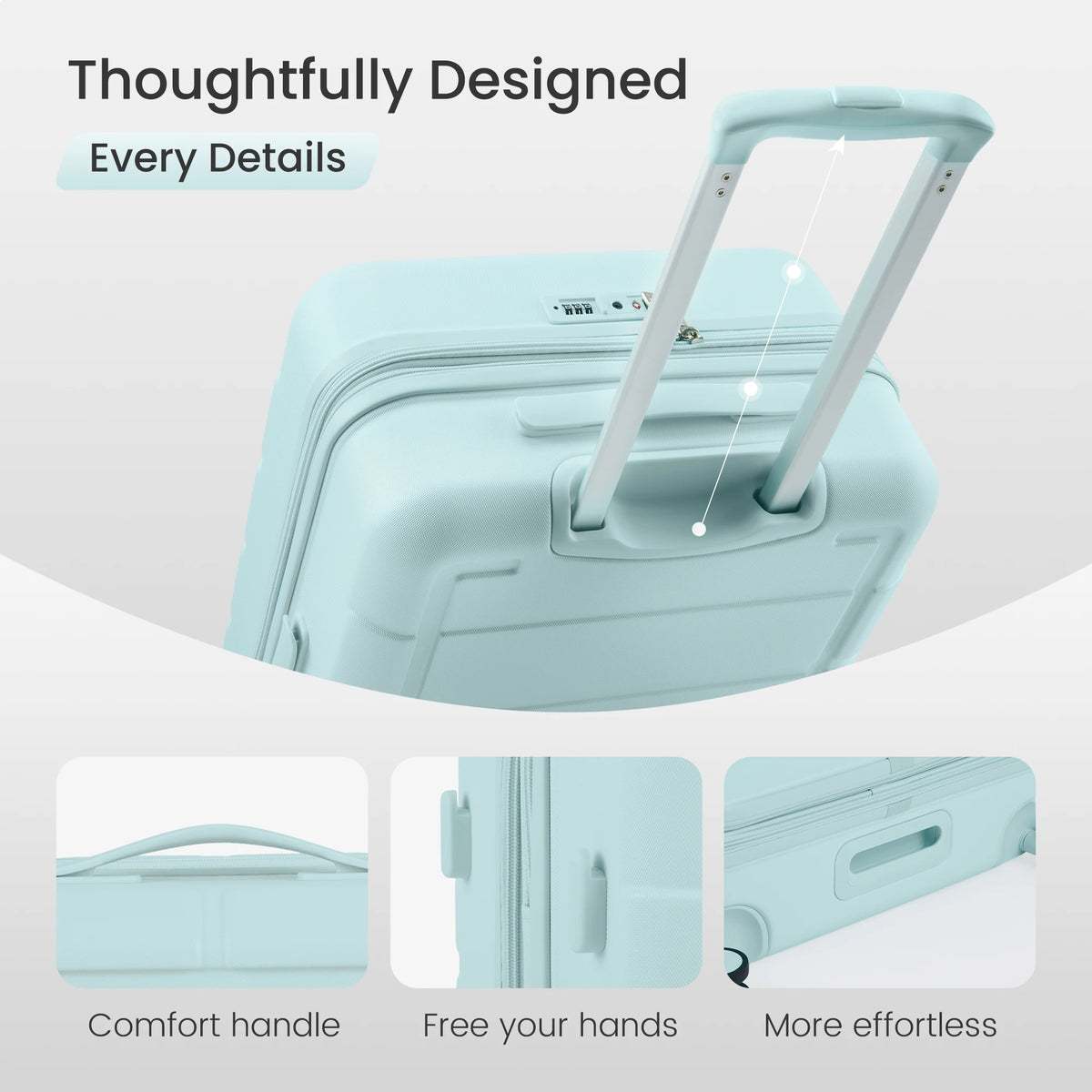 SHOWKOO G-Series Luggage Set 5PCS 100% PC Durable Hardshell Suitcase Expandable, Smoother Spinner Wheels, YKK Zipper, TSA Lock, Family Travel