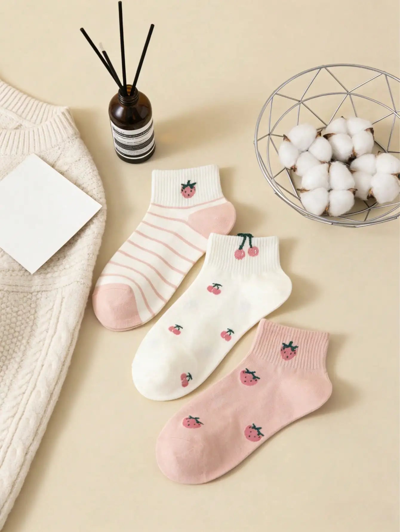 5 Pairs Women's Cute Bow & Floral Pattern Short Socks, Fashionable College Style, Comfortable & Breathable, Versatile For Daily, Sports, Casual Wear, Suitable For Spring, Summer, Autumn