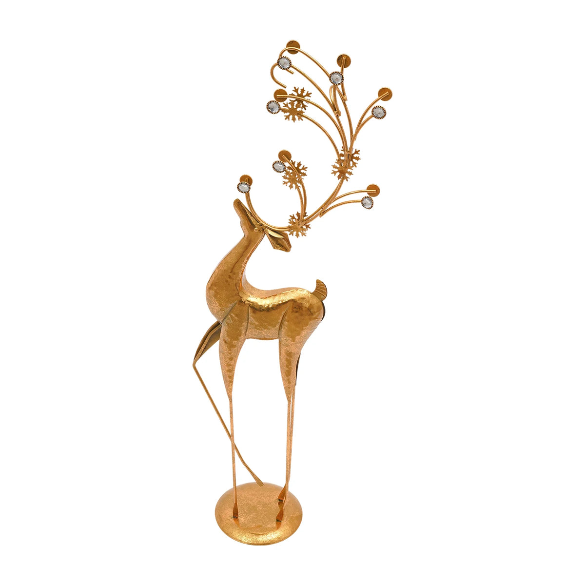 Retro Gold Metal Deer Statue Reindeer Figurine Indoor Holiday Decor
