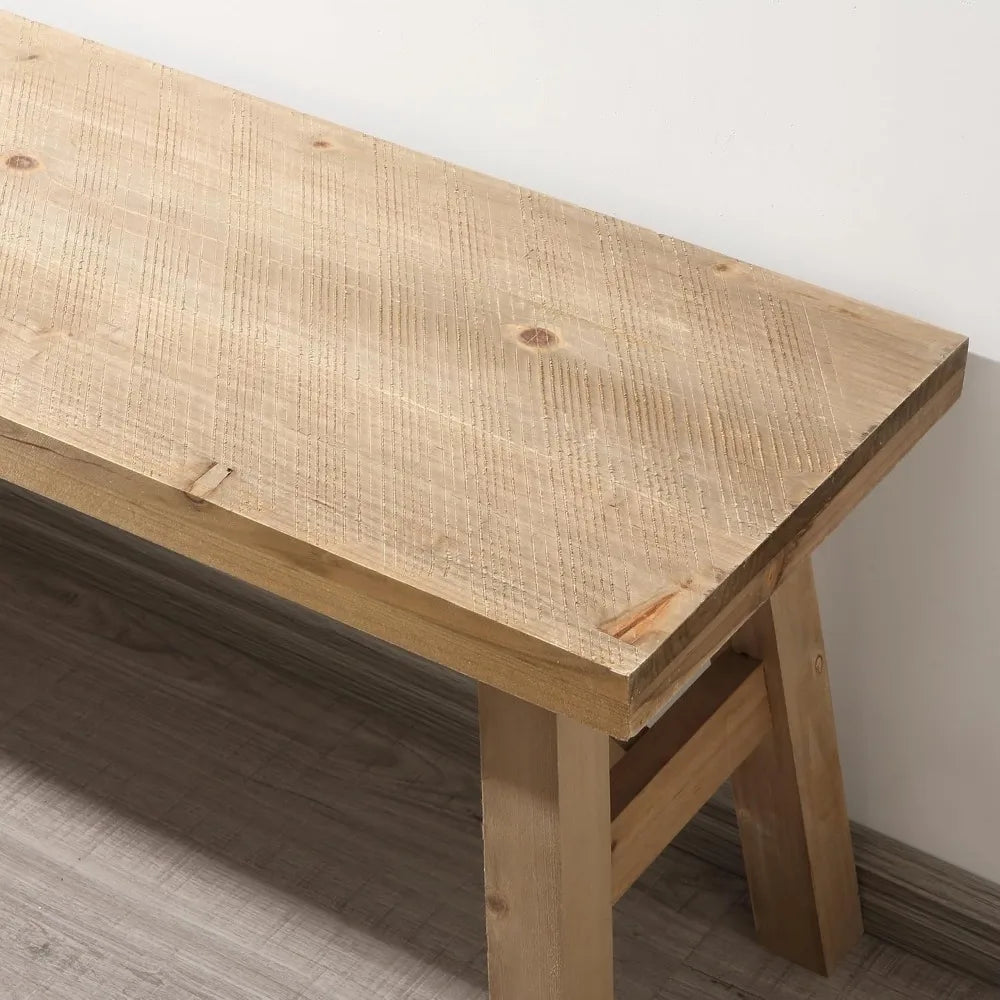 Rustic Farmhouse Style Wood Bench, 43 Long for Entryway and Living Room, Solid Handcrafted Seat