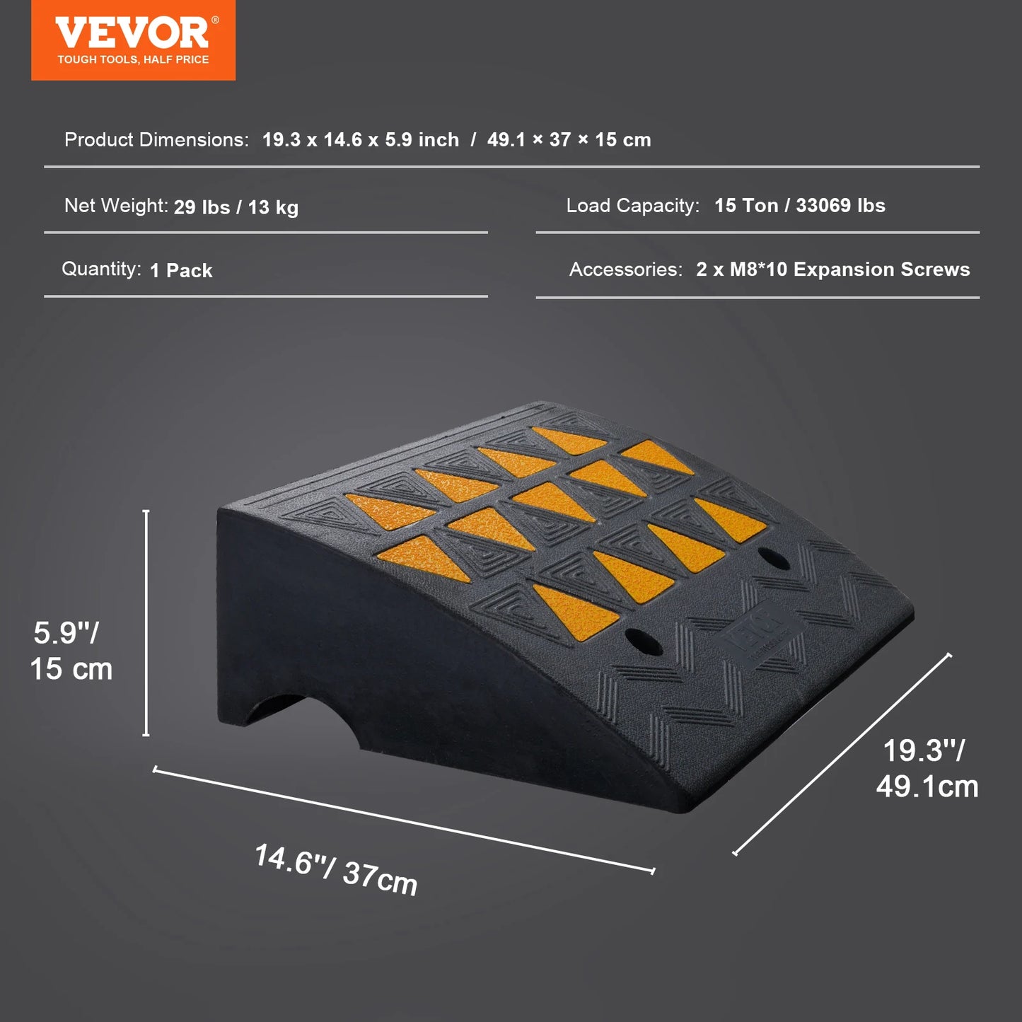 SucceBuy 1/2 Pack Rubber Curb Ramp Rise Heavy Duty Threshold Driveway Ramps with Stable Structure Car Wheelchairs Motorcycles