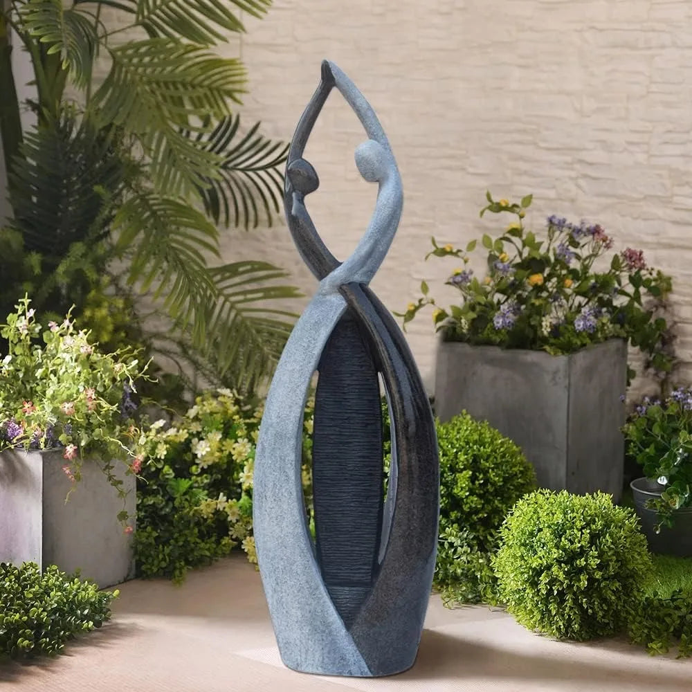 Graceful Dancing Couple Outdoor Fountain 57" Cast Stone Garden Statue Water Fountain Large Fiberglass Decorative Water Fountains