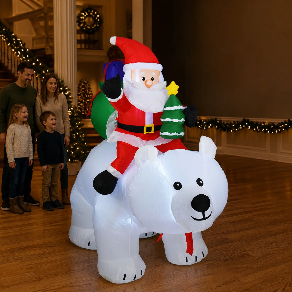 Huge Christmas Inflatables Santa Clause Riding Bear with Shaking Head 6.56ft Outdoor Decorations Inflatable Toy Mold Blow up Garden Yard Yard Decor with LED Lights for Xmas Holiday Christmas Eve Party Indoor White Winter