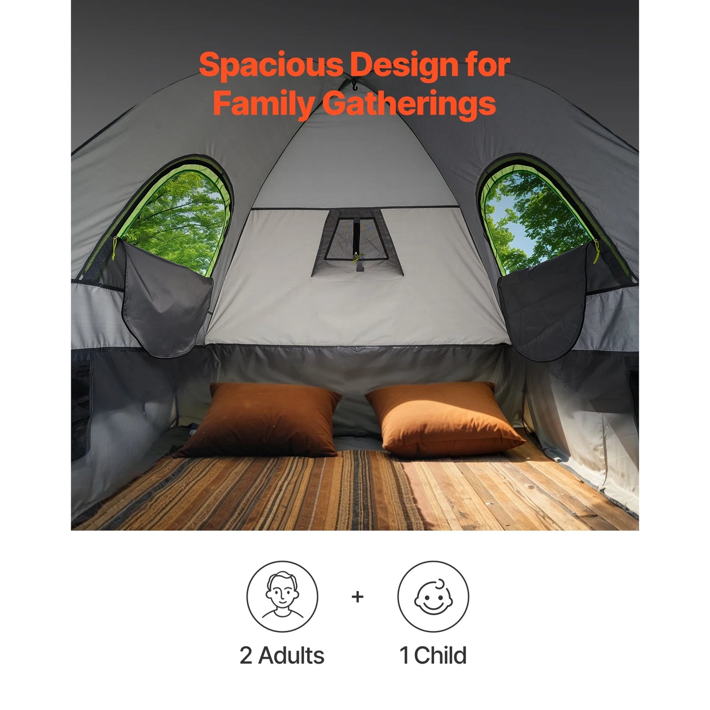SucceBuy Pickup Truck Tent for Camping, Waterproof PU2000 Truck Bed Camper Shell Truck Bed Tent with Double Layer Design Windows