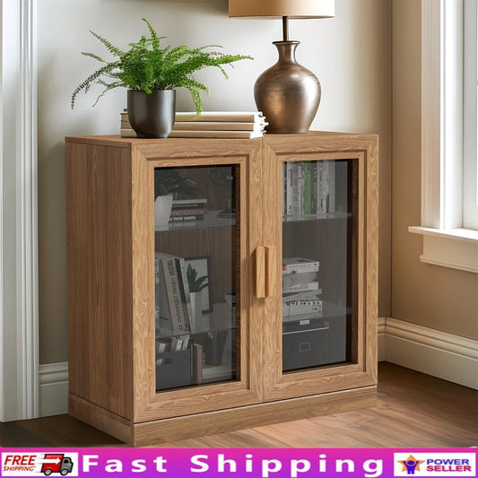 Modern Rectangle Wood Storage Cabinet with Adjustable Shelf Living Room Entryway Bedroom Easy Assembly Waterproof Design