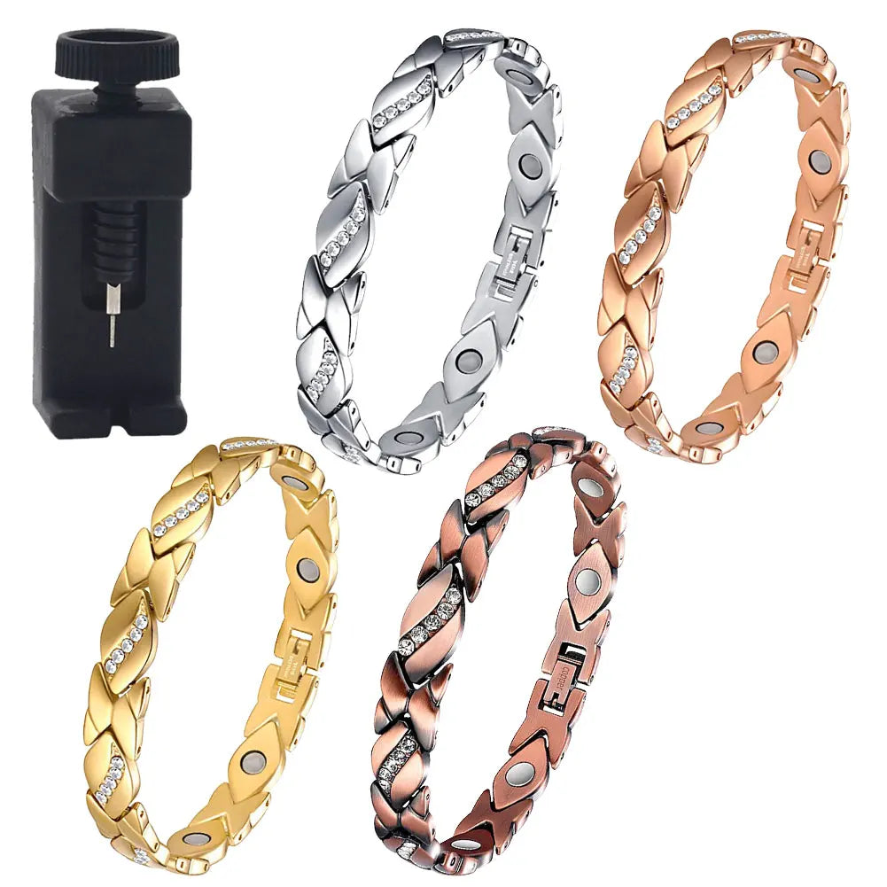 Leaves Magnetic Bracelet with 3500 Gauss Magnets Magnetic Therapy Bracelet Pure Copper for Women Men Jewelry Gift