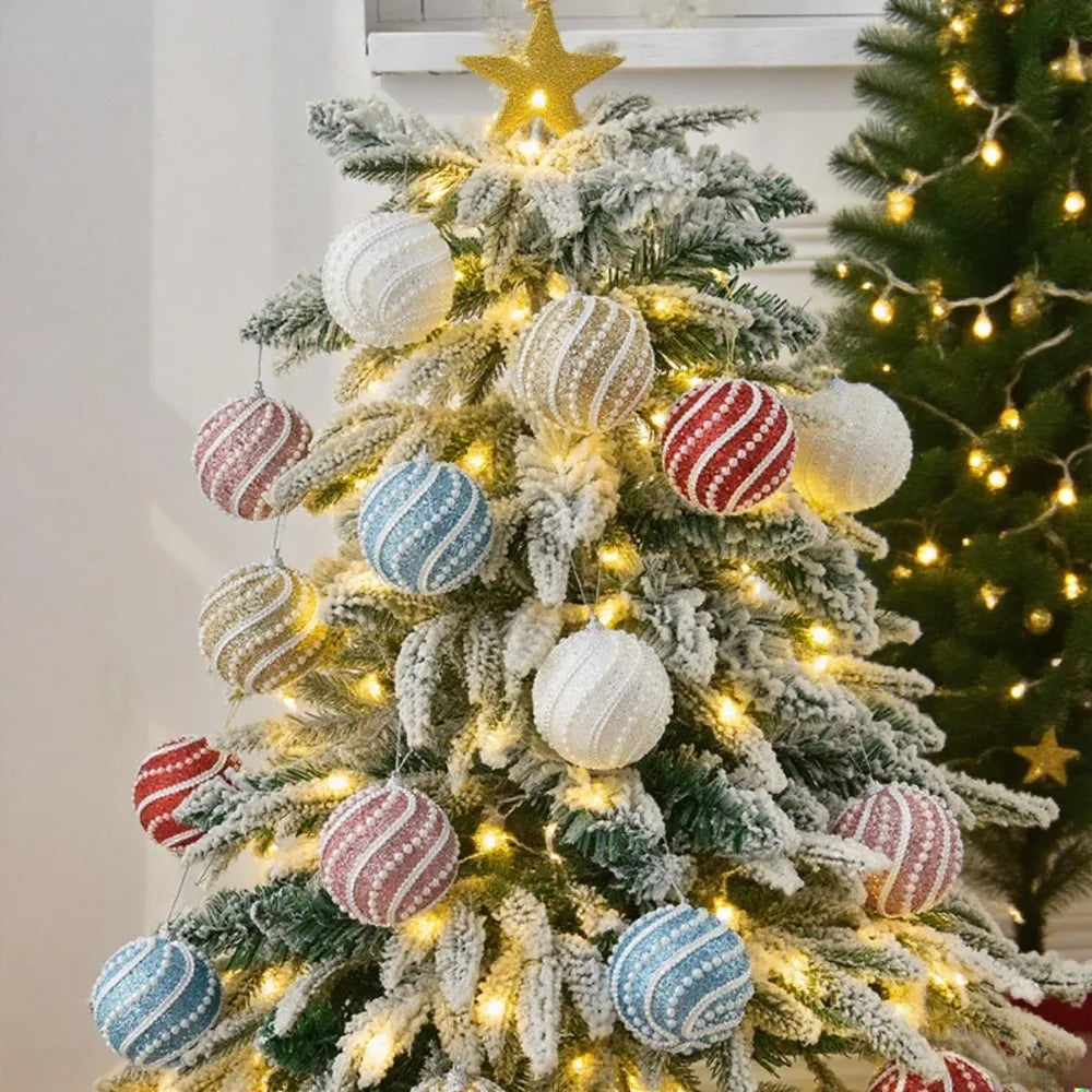 12PCS Christmas Ball Nordic Creativity Christmas Ornament Pendant Foam Balls Wedding Hanging Ball Decoration Supplies Xmas