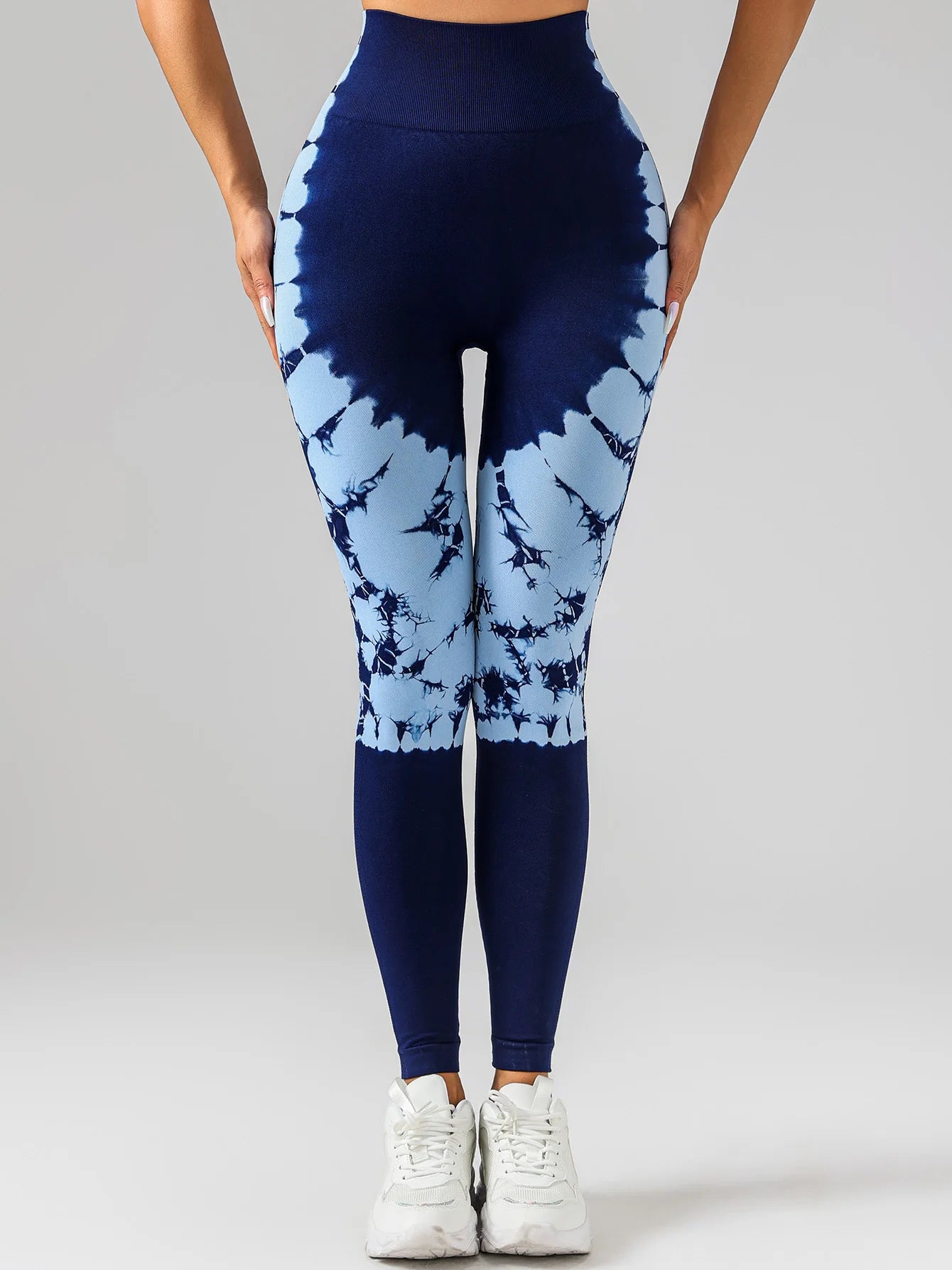 US Local Women's Tie-Dye High Waist Hip Lift Sports Fitness Seamless Yoga Pants Ruched Booty Compression Tights
