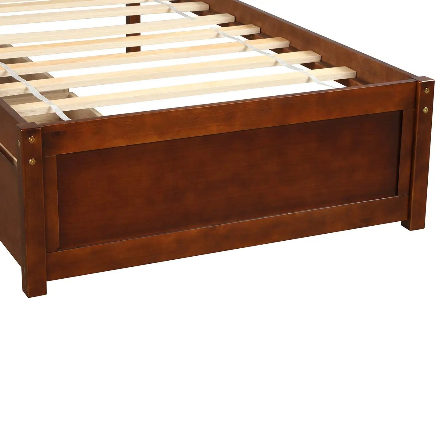 Twin Wood Platform Bed Frame with Storage Drawers Headboard Walnut, Customized