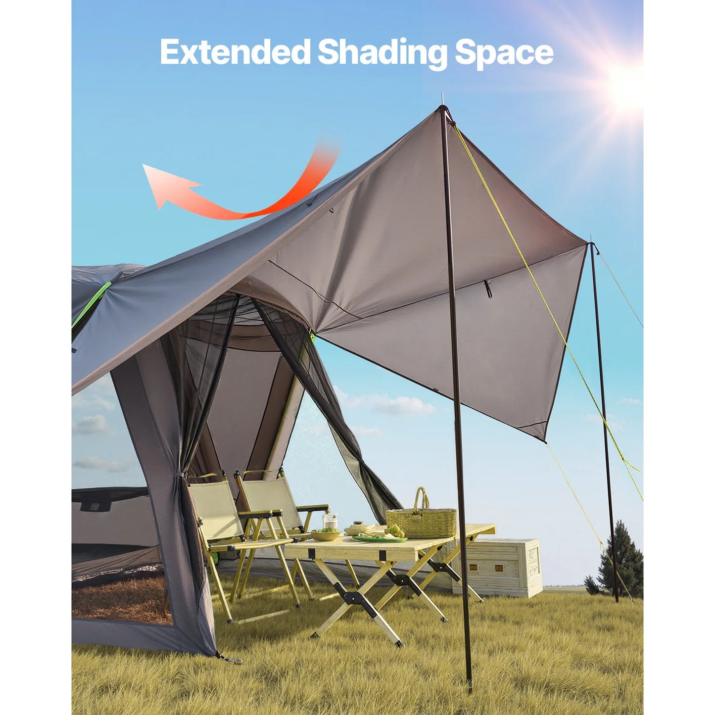 VEVOR SUV Tent for Camping Waterproof PU2000mm Spacious Double Layer Design SUV Camping Tent with Shade Awning and Mesh Windows