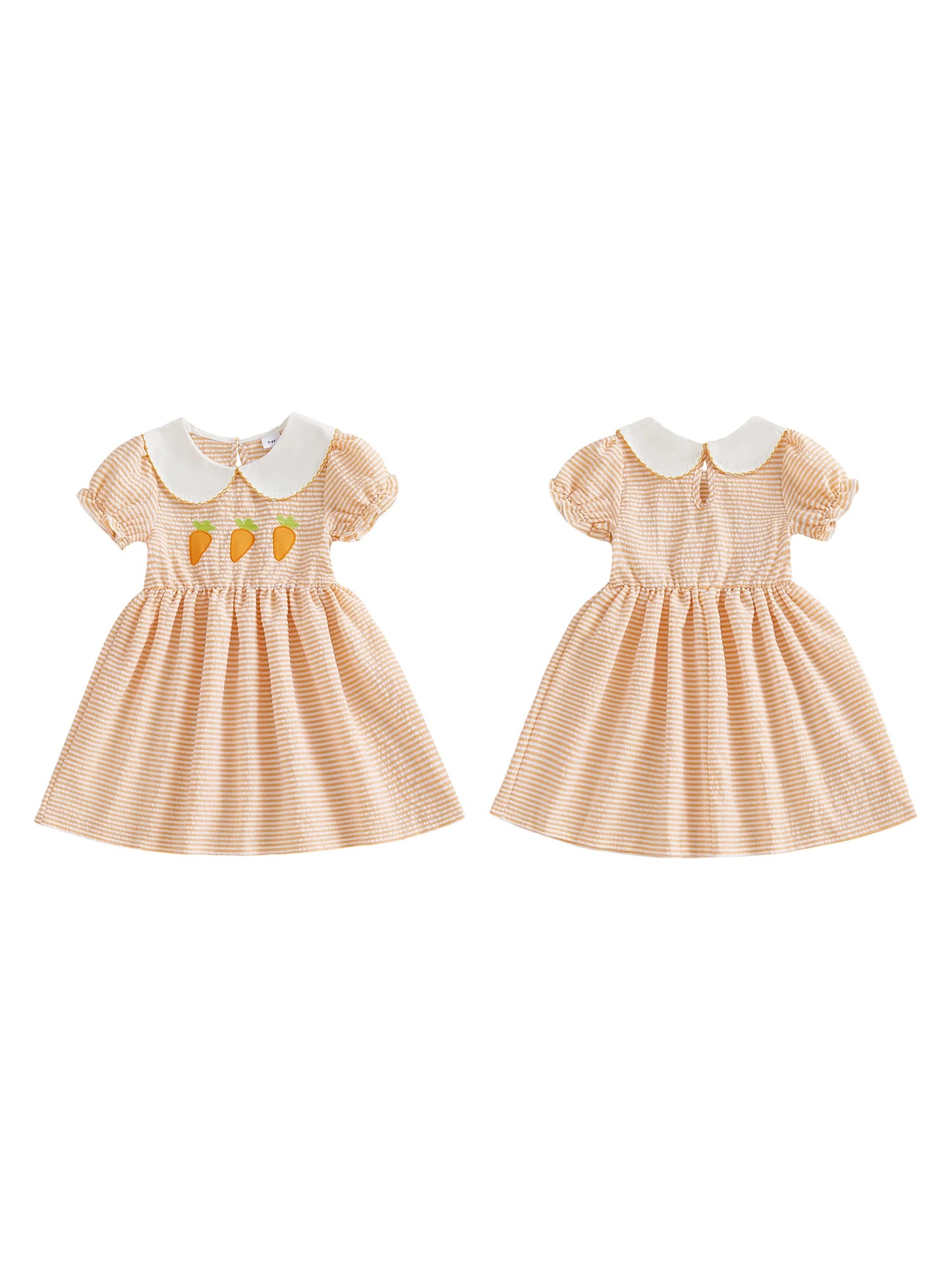 Adorable Toddler Girls Easter Bunny Print Dress with Ruffle Sleeves and Peter Pan Collar - Spring Fashion for Kids