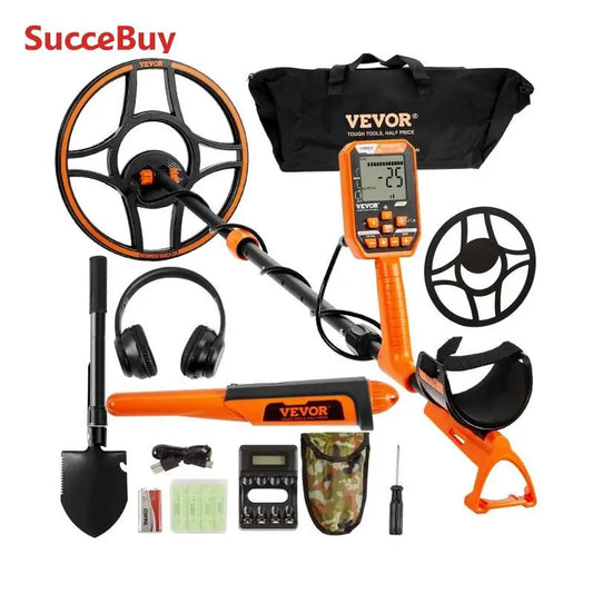 SucceBuy Professional Rechargeable Metal Detector 12" IP68 Waterproof Coil 39-50 in Adjustable with LCD 7Modes for Hunting