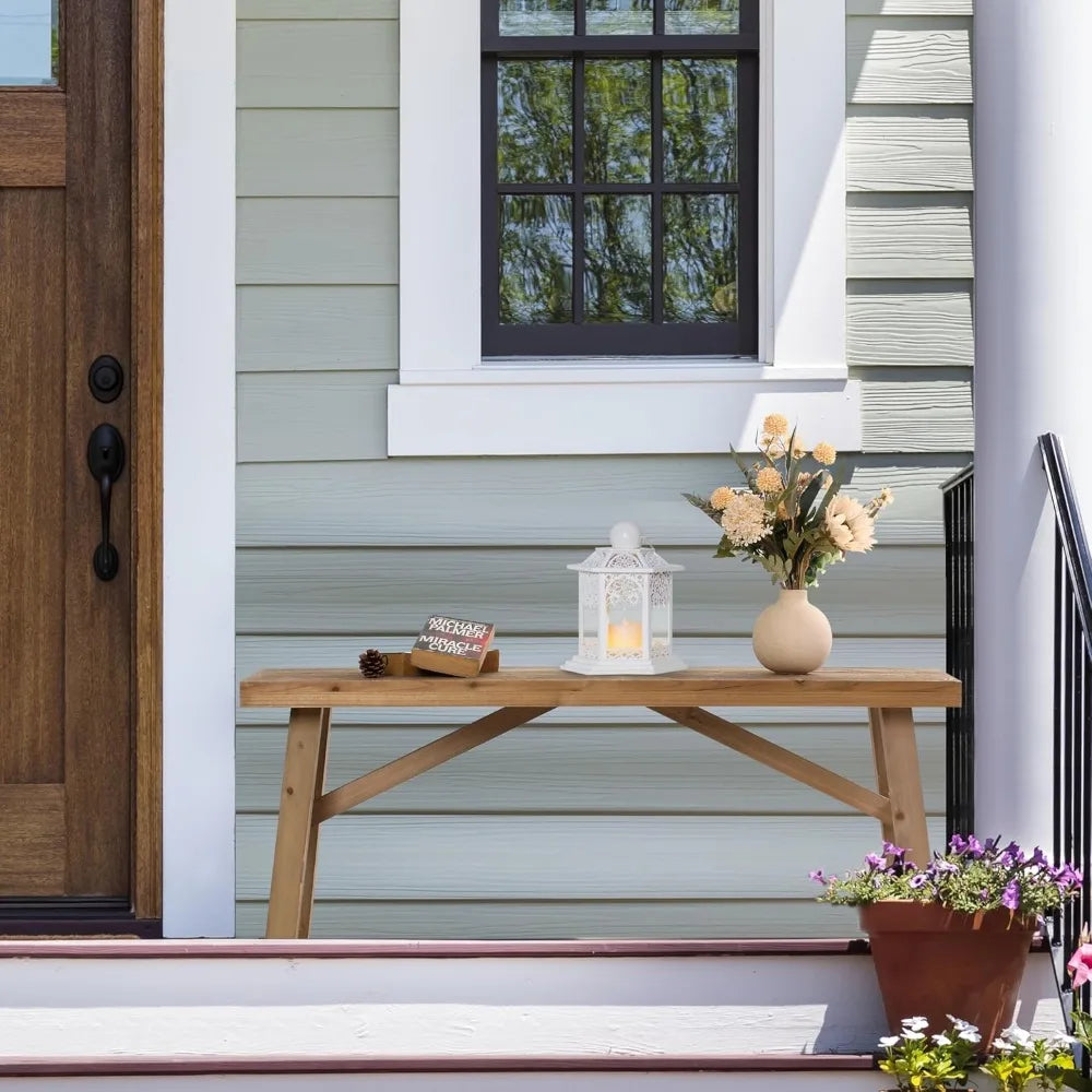 Rustic Farmhouse Style Wood Bench, 43 Long for Entryway and Living Room, Solid Handcrafted Seat