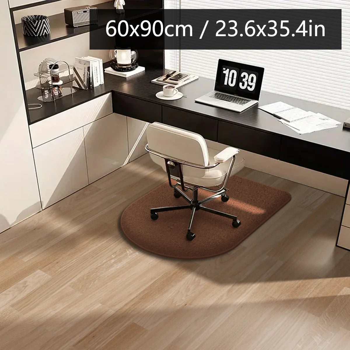 Solid color computer chair mat flannel floor mat thickened desk swivel chair arched carpet study soft dressing table foot mat