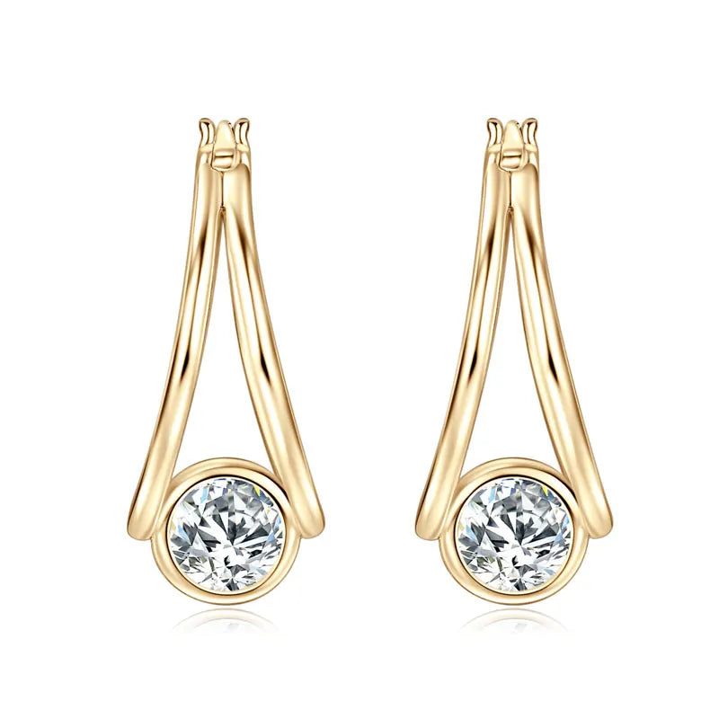 OXTAO Certified D Color Moissanite Split Hoop Huggie Earrings Real 925 Sterling Silver Versatile Dangle Earrings Female Jewelry
