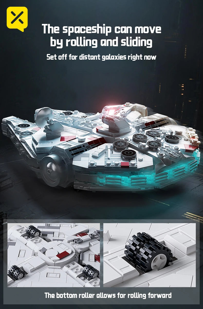 KAVOWORLD 1361PCS Galaxy Interstellar Cruiser Building Blocks Set with LED Light DIY Collectible Model Kit for Fans Holiday Gift