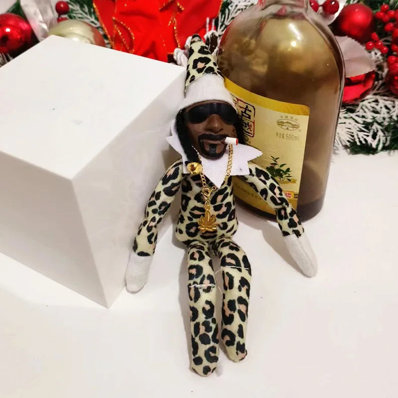 11.81inch Christmas Elf Doll with Snoop on a Stoop Christmas Trees Decoration Ornaments Hip Hop Lovers Christmas Elf Plush Toys