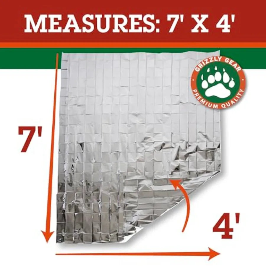 Emergency Mylar Thermal Blankets 4 Pack Survival Kit Camping Blanket-Hiking Outdoors, Marathon Runs or First Aid Set-Bug Out Ba