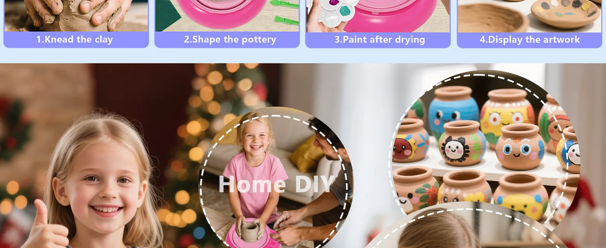 Hotfree Pottery Wheel for Kids with Clay Kit - Arts and Crafts for Kids Ages 6-8 8-12, Complete Pottery Kit with Air Dry Clay and Painting Tools, Easter Christmas Birthday Gift for Boys Girls