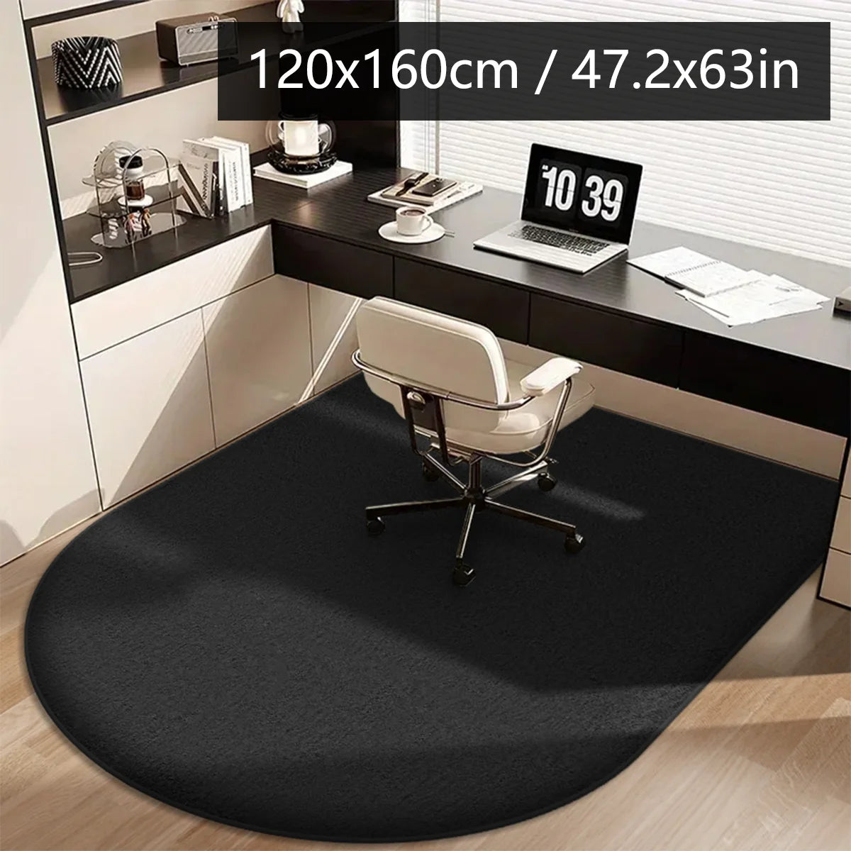 Solid color computer chair mat flannel floor mat thickened desk swivel chair arched carpet study soft dressing table foot mat
