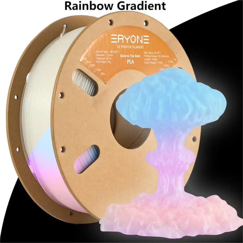 Eryone 1KG Glow in the dark PLA Premium Filament 3D Print, Multicolor Available,1kg pla filament glow in the dark,1KG/Spool