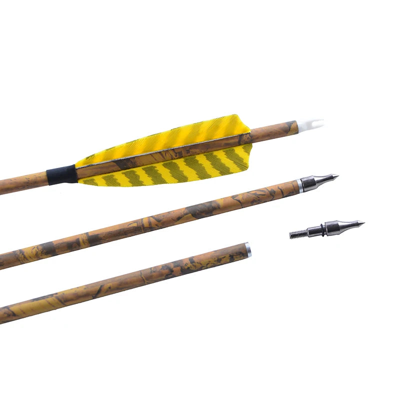 12pcs Archery Arrows 31.5 Inch Spine 500 Mixed Carbon with 4 Inch Turkey Feathers 100 Grain Tips for Compound Recurve Bow Outdoor Hunting