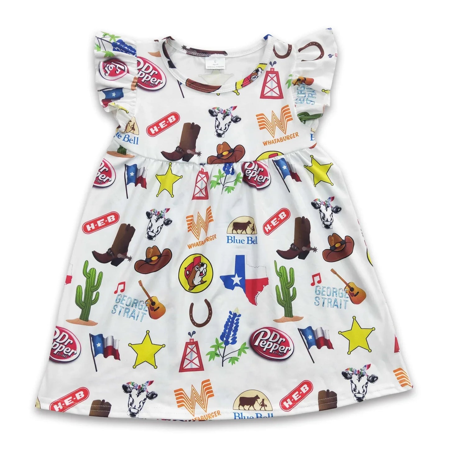 Baby Girls Western Pearl White Knee Length Dresses