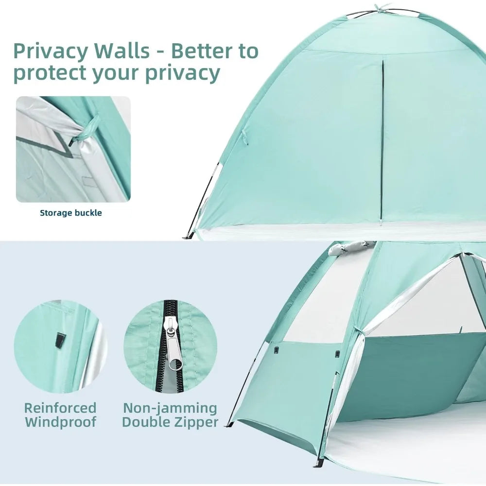 Large Family Beach Shade Canopy Quick Setup UV50 Portable 3 Window Ventilation Outdoor Picnic Fishing