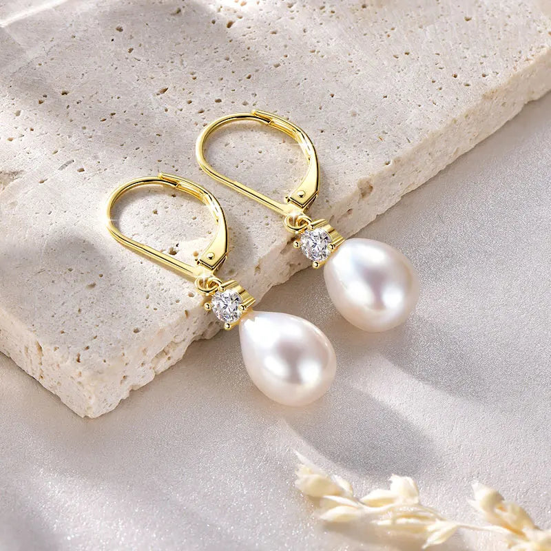 OXTAO 2026 New Pearl Stud Earrings 14K Gold Filled Vintage Style 8.5-9mm Natural Freshwater Pearl Earring For Women Jewelry Gift