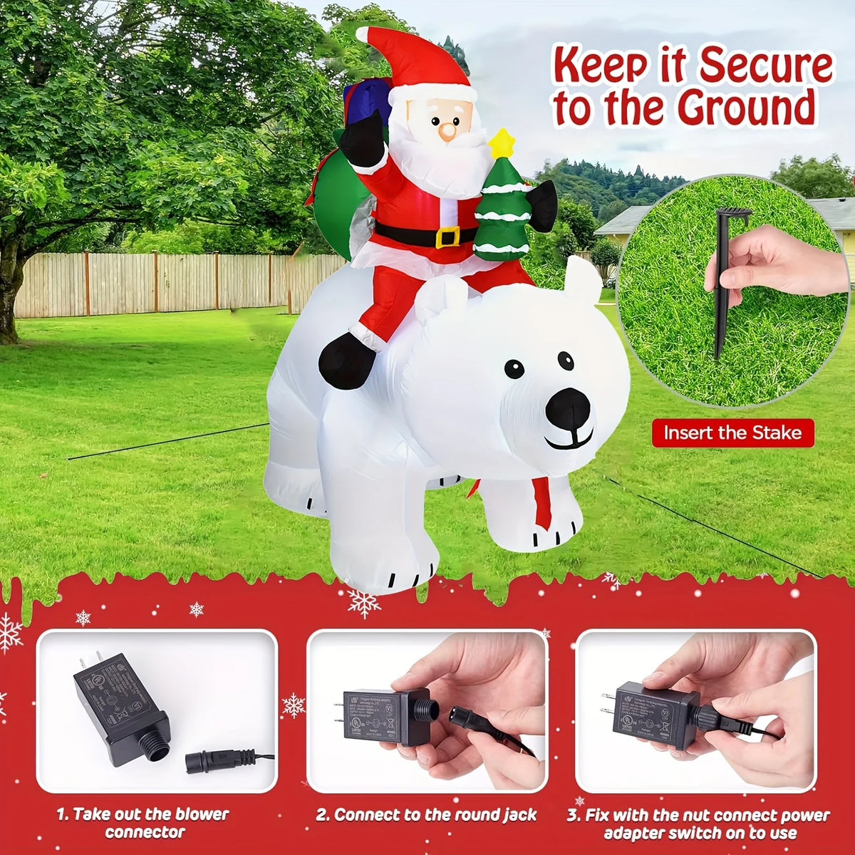 Huge Christmas Inflatables Santa Clause Riding Bear with Shaking Head 6.56ft Outdoor Decorations Inflatable Toy Mold Blow up Garden Yard Yard Decor with LED Lights for Xmas Holiday Christmas Eve Party Indoor White Winter
