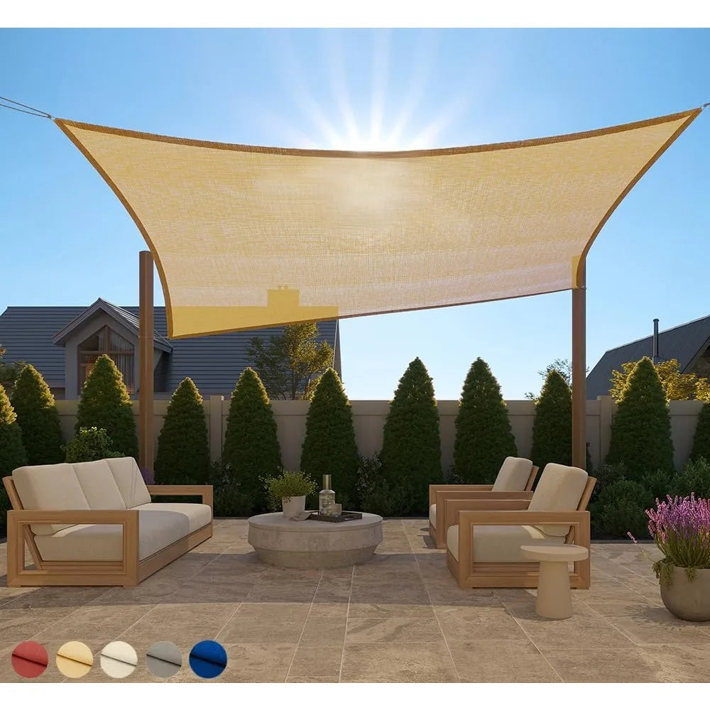 Heavy Duty UV Sun Shade Canopy Tear Rust Resistant Curved Edge Breathable Outdoor Patio Lawn 6x10 Sand