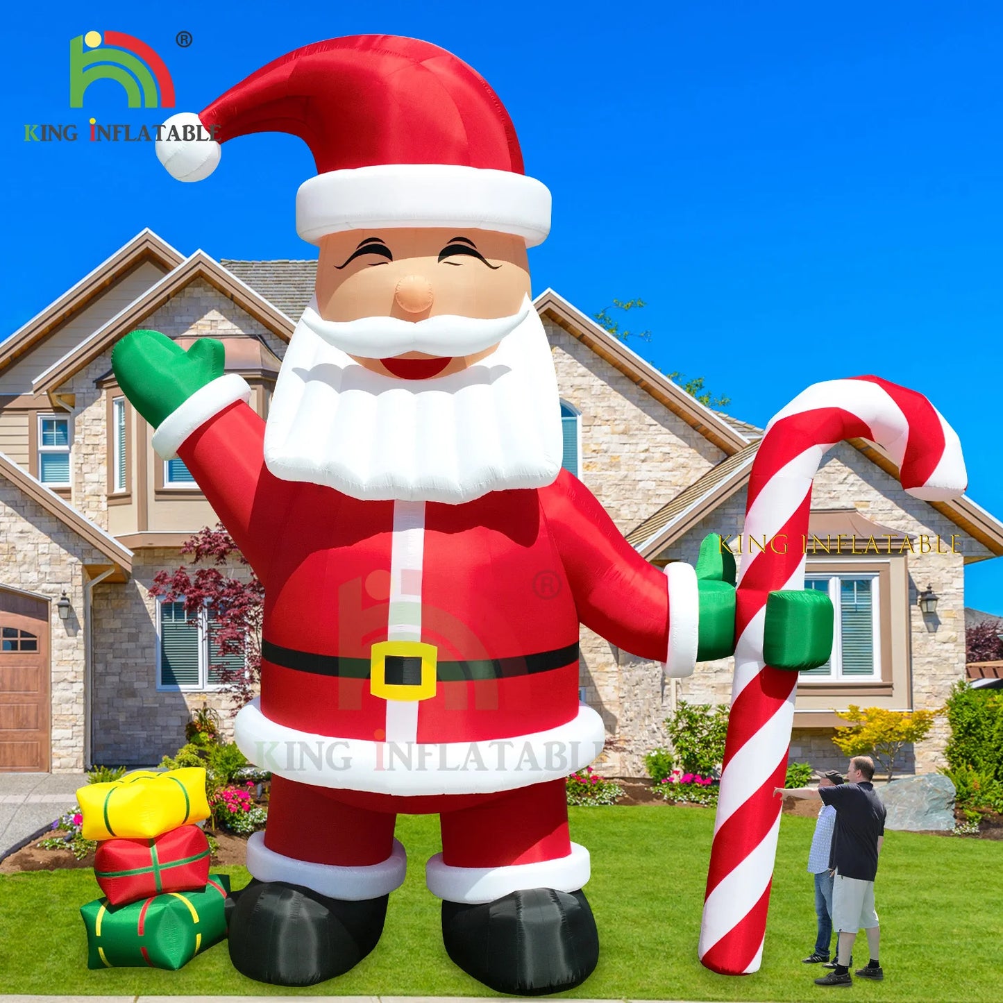 Giant Inflatable Santa Claus, Blow Up, Christmas Party, Xmas, Outdoor Decoration with Cindy Cane, Gift Boxes, 26ft