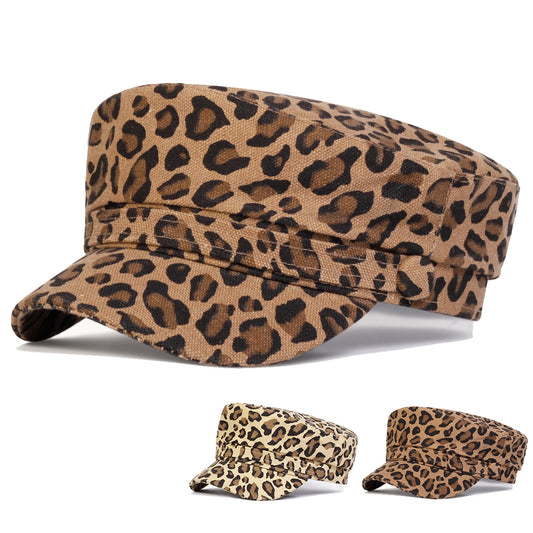 1piece Unisex Leopard Print Navy Cap Outdoor Adjustable Sunscreen Leisure Hat Spring Autumn Travel Tourism Beach Vacation