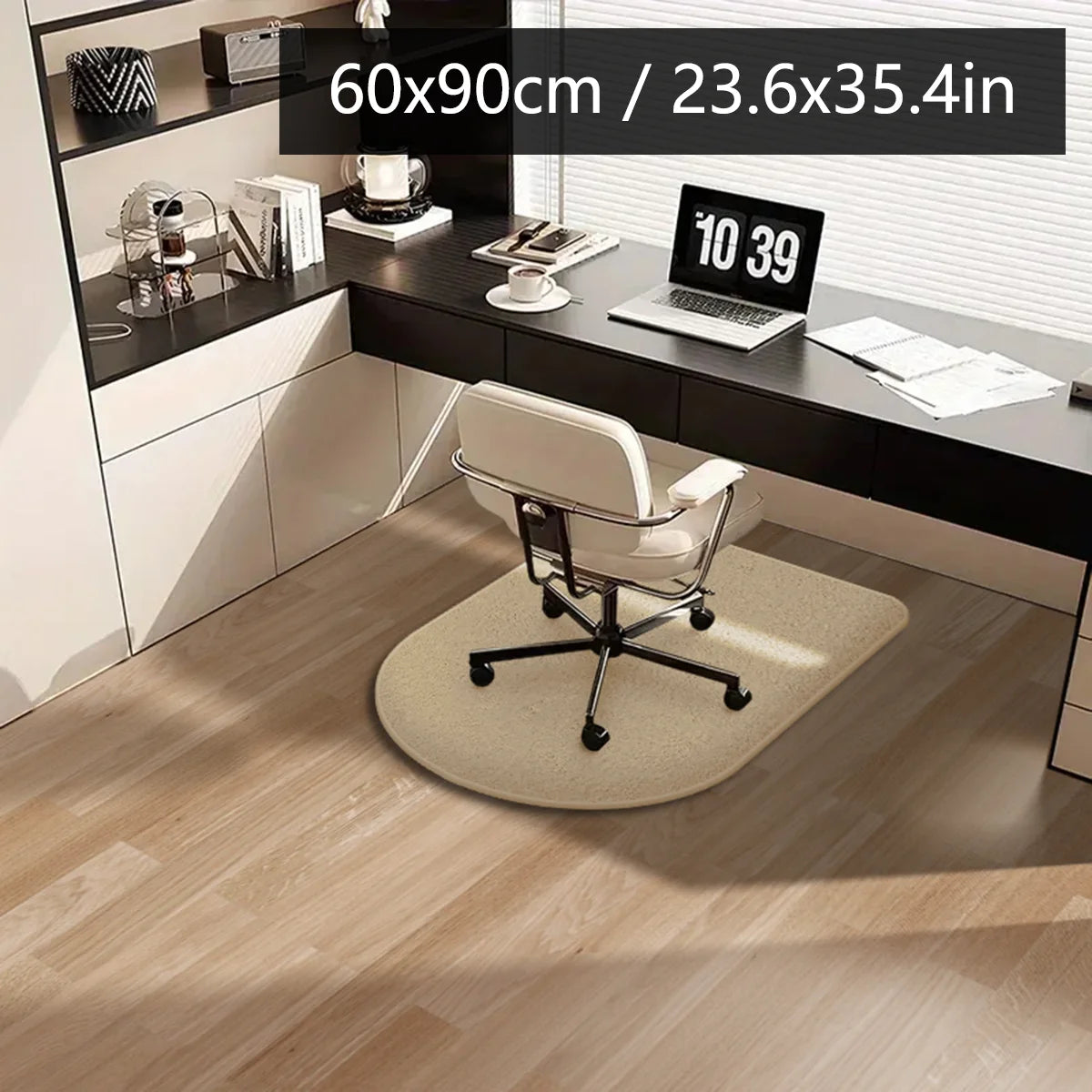 Solid color computer chair mat flannel floor mat thickened desk swivel chair arched carpet study soft dressing table foot mat