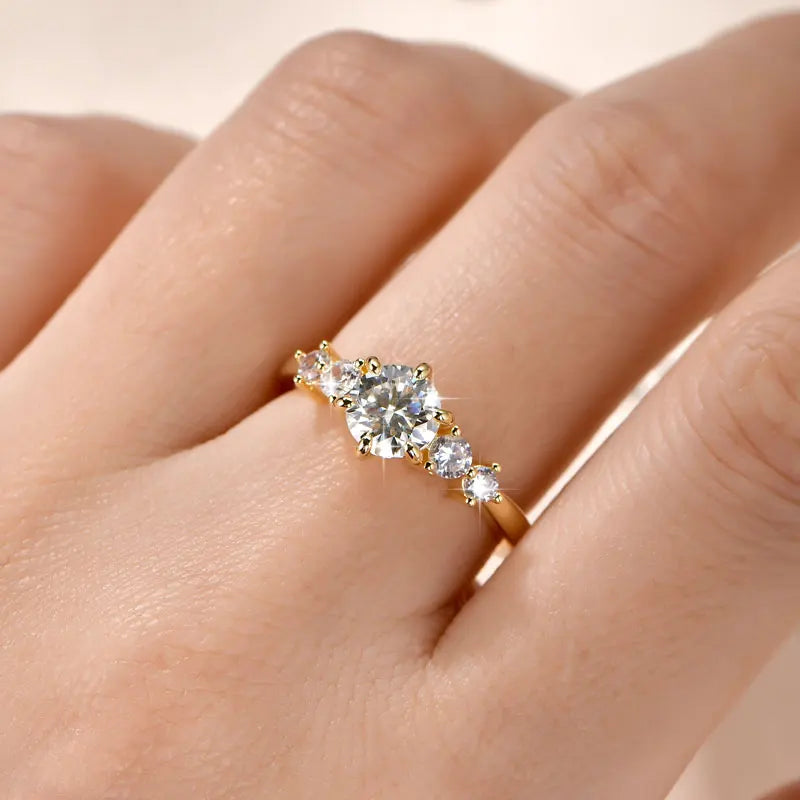 Oxtao 1 Carat Moissanite Engagement Ring 14K Gold Filled for Women