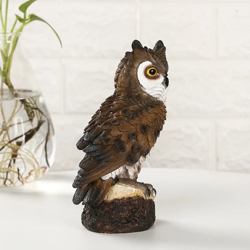 Resin Bionic Owl Figurine Outdoor Garden Porch Courtyard Decor Gift