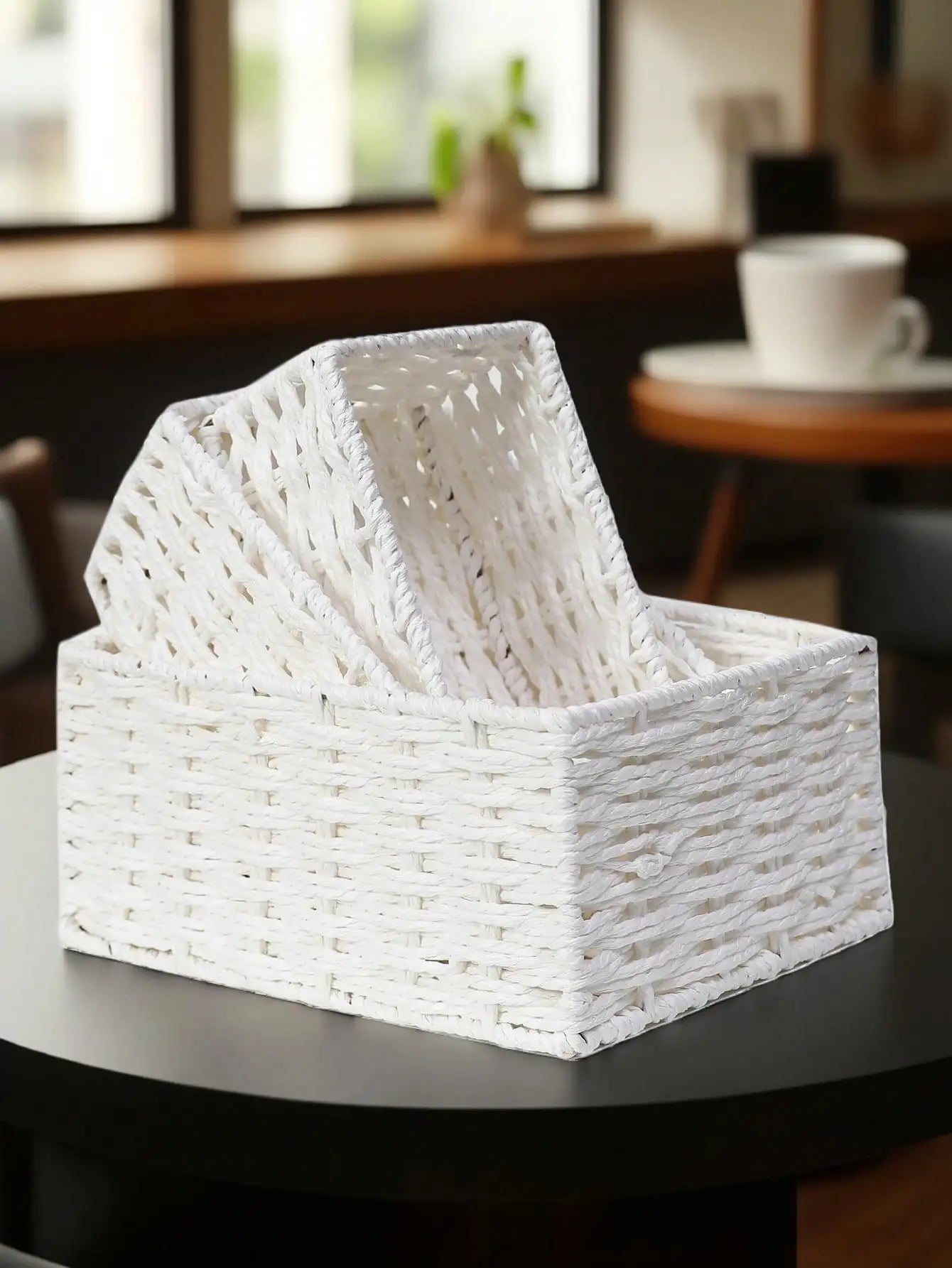 1pc/3pcs Desktop Storage Box, Handmade Rattan Woven Organizer Tray For Cosmetics, Keys, Snacks, Home Living Room, Bedroom, Study, Office, S/M/L Sizes Available,For Back To School