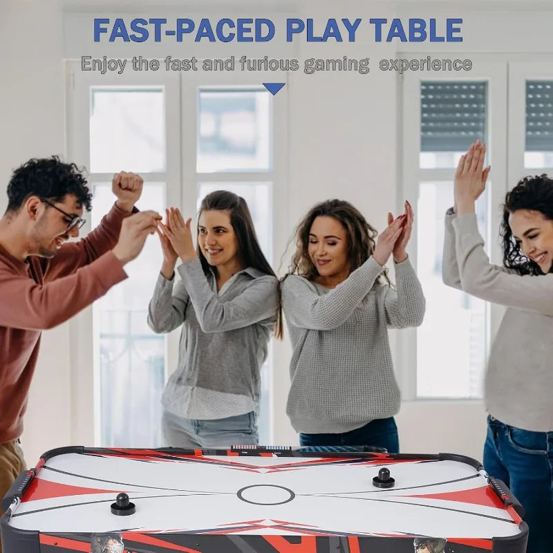 Air Hockey Table, Indoor Hockey Arcade Game Table with w/2 Pucks, 2 Pushers, LED Scoreboard, Powerful 12V Motor