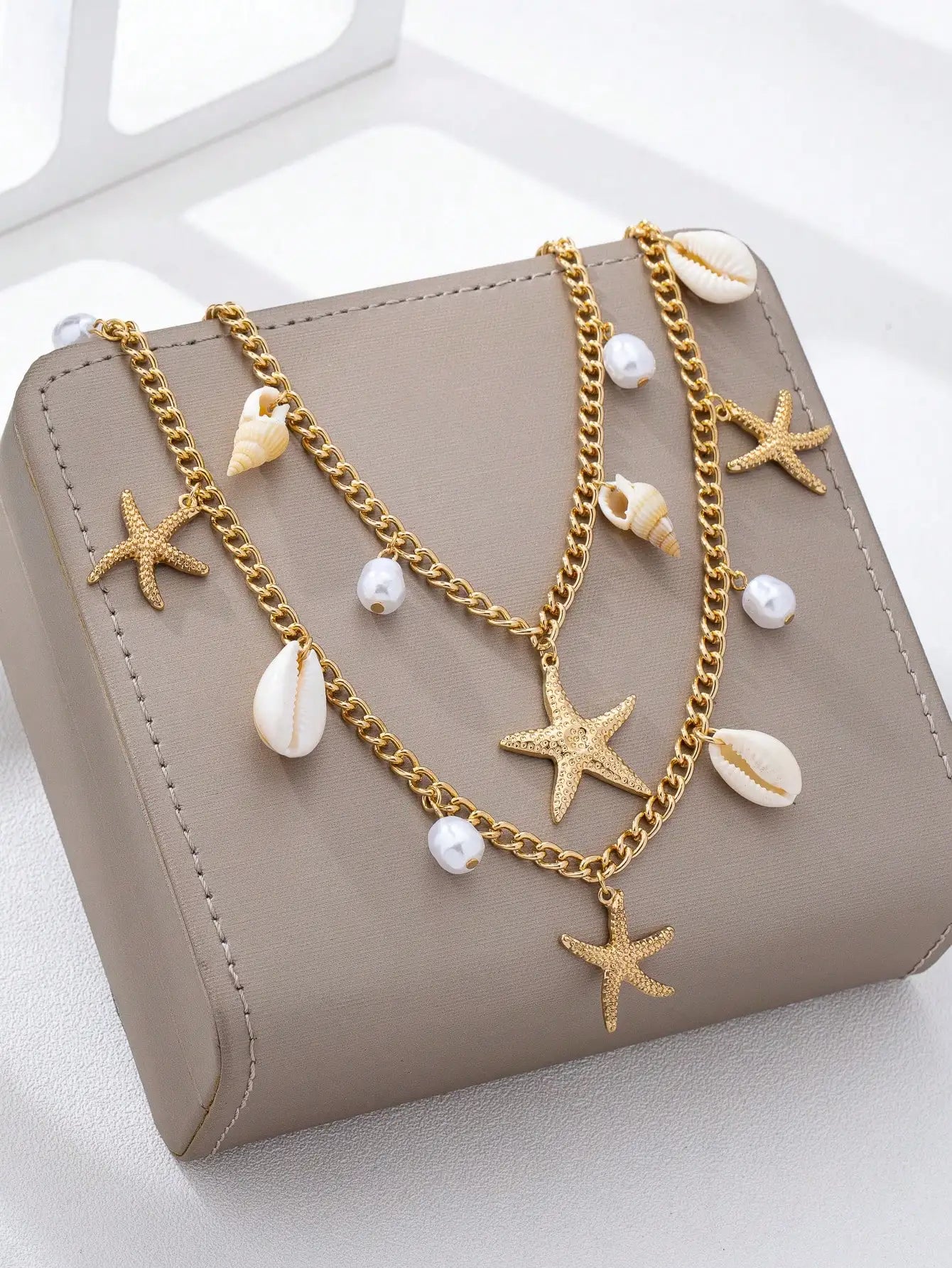2pcs Bohemian Style Ocean Series Shell & Starfish Beaded Waist Chain For Women