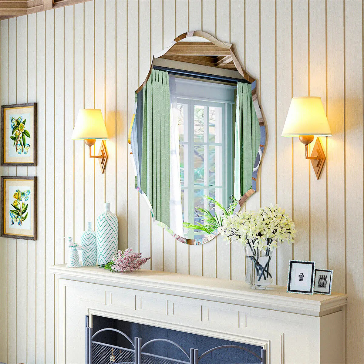 LUVODI Frameless Wall Mirror with Beveled Edge for Living Room Decor