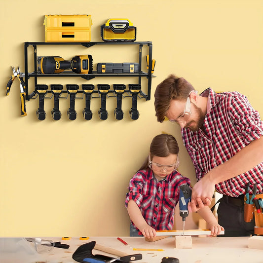 Power Tool Organizer for Tool Storage, Drill Holder Wall Mount with Charging Station, Tool Holder and Storage Rack for Garage Or