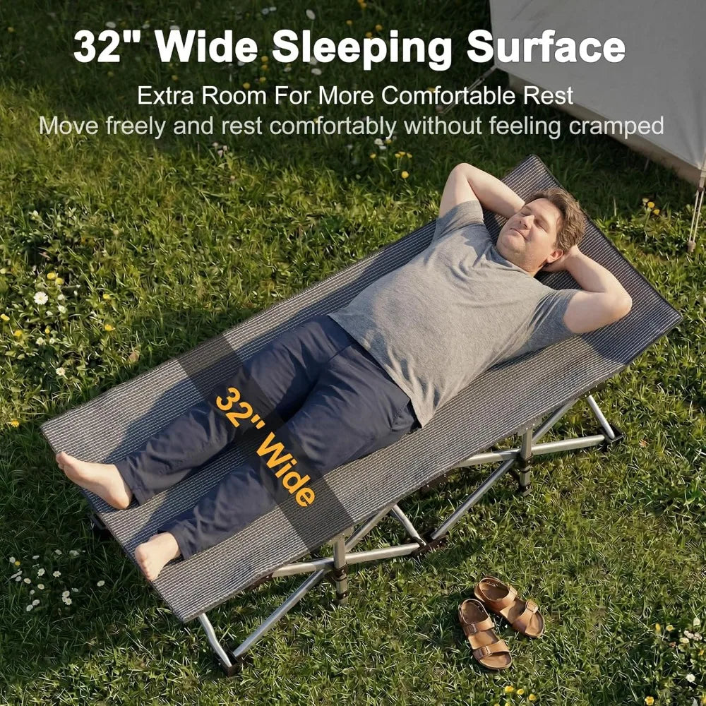 XXL Oversized Folding Camping Cot Heavy Duty 900LBS with Mattress Pad Portable Carry Bag