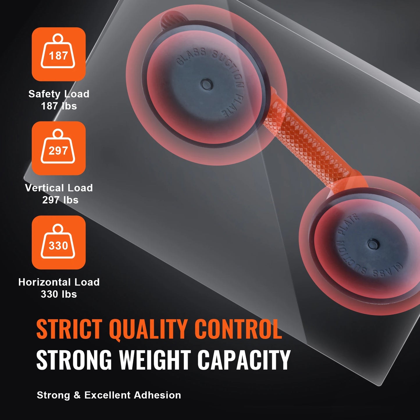 SucceBuy  4.7" 2 Pack 330 lbs Glass Vacuum Suction Cup Vacuum with Aluminum Handle Glass Granite Tile Metal Wood Panel Lifting